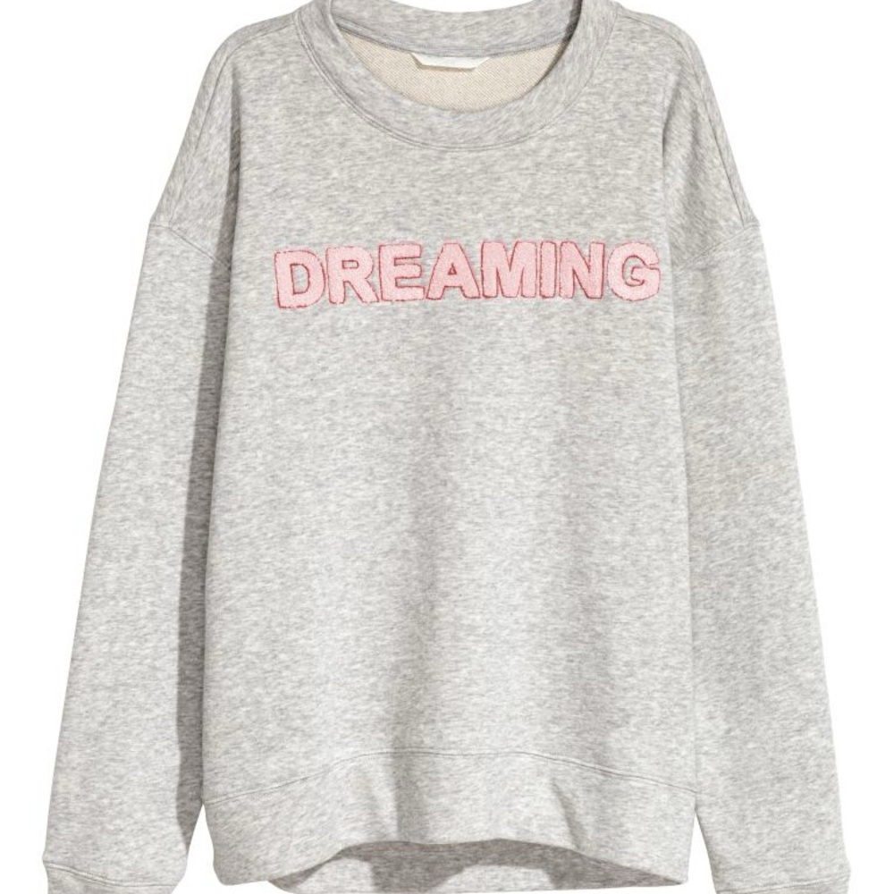H&M “DREAMING” SWEATSHIRT SWEATER | GRAY RED PINK - SMALL